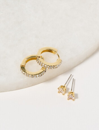 Harlow Hoop + Stud Earring Set, 2-Pack, Gold Tone product photo