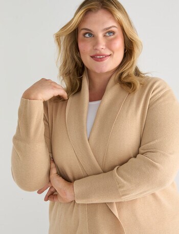 North South Curve Merino Blend Shawl Collar Cardigan, Oat Milk Marl product photo