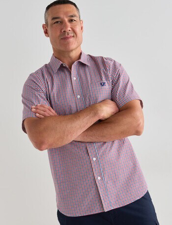Line 7 Sonny Short Sleeve Shirt, Red & Blue product photo
