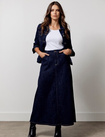 Denim Republic Maxi A Line Skirt, Rinse product photo