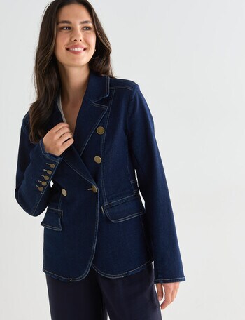 Whistle Long Sleeve Denim Fashion Blazer, Rinse Wash product photo