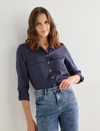 Denim Republic Lyocell Shirt, Navy product photo
