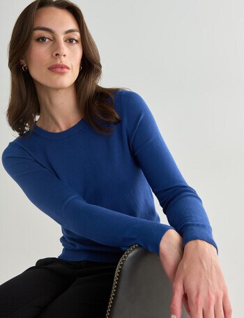 Oliver Black Long Sleeve Crew Knit Jumper, Peacock product photo