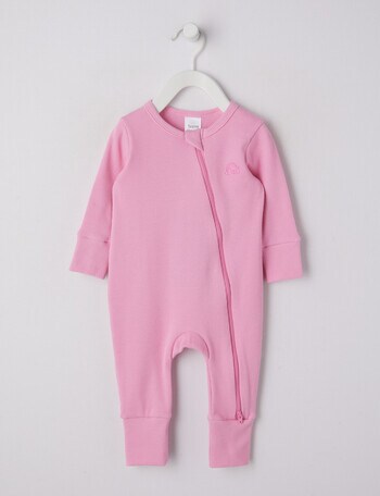Teeny Weeny Sleep Waffle Sleepsuit, Peony Pink product photo
