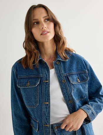 Denim Republic Denim Safari Jacket, Mid Wash product photo