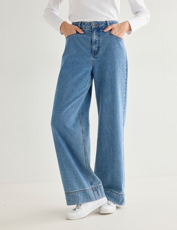 Denim Republic Relaxed Wide Leg Jean, Mid Wash product photo