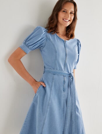 Denim Republic Zip Front Dress, Light Wash product photo