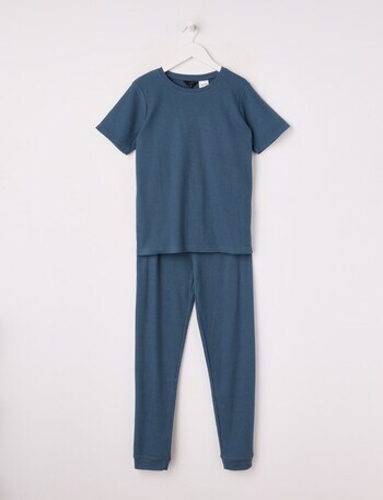 Sleep Squad Waffle PJ Set, Teal, 8-16 product photo