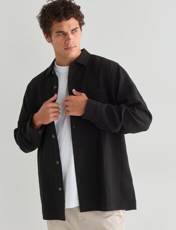 Tarnish Stone Washed Shirt, Black product photo