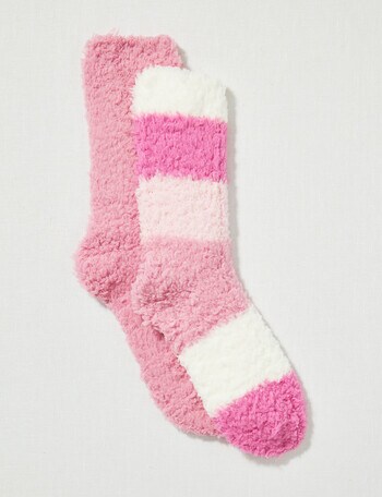 Simon De Winter Fluffy Yarn Stripes Home Socks, 2-Pack, Parfait product photo
