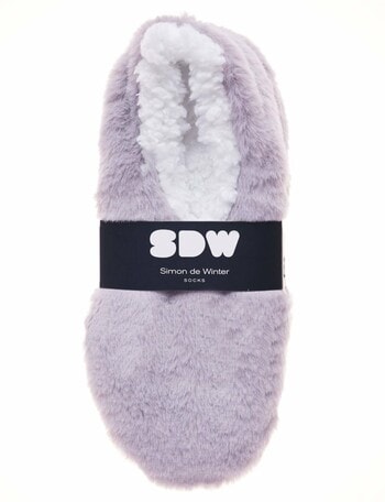 Simon De Winter Knitted Sherpa Lined Footlet, Cool Grey product photo