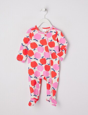 Teeny Weeny Sleep Apples Stretch Cotton Sleepsuit, Vanilla product photo