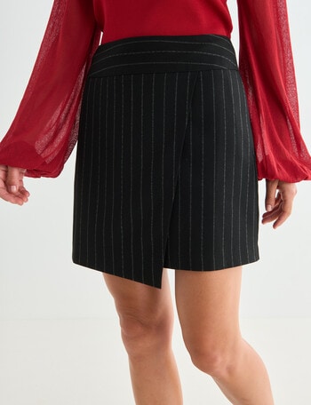 Whistle Pinstripe A-Line Mini Skirt, Black product photo