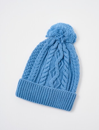 Teeny Weeny Knitted Cable Beanie, Dusk Blue product photo