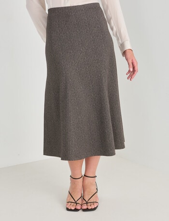Oliver Black Textured Panelled Ponte Skirt, Brown product photo