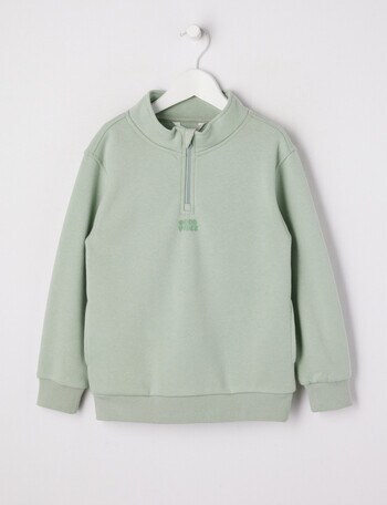 Mac & Ellie Good Vibes 1/4 Zip Sweatshirt, Mint product photo