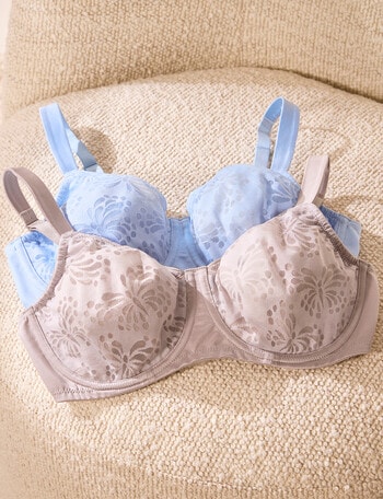Triumph Lacy Minimiser Bra, 2-Pack, Blue Sea & Grey product photo