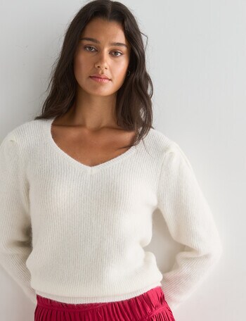 State of play Iris Alpaca Blend V Neck Sweater, Ivory product photo