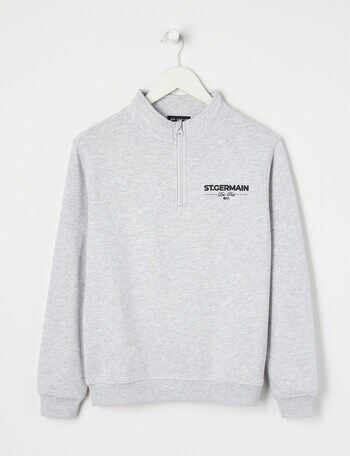 No Issue 1/4 Zip Crew Sweat, Grey Marle product photo