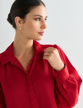 Whistle Long Sleeve Fashion Blouse, Red product photo