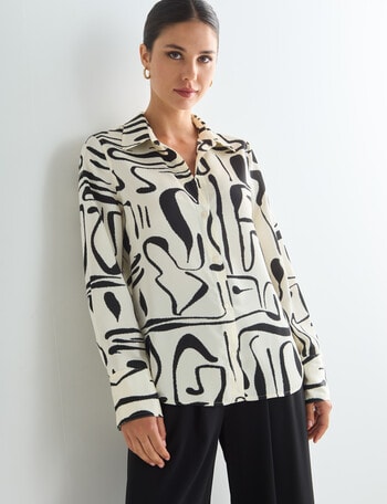 Whistle The Black Swirl Print Shirt, Cream product photo