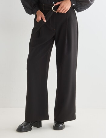 State of play Ione Belted Pleat Front Pant, Black product photo