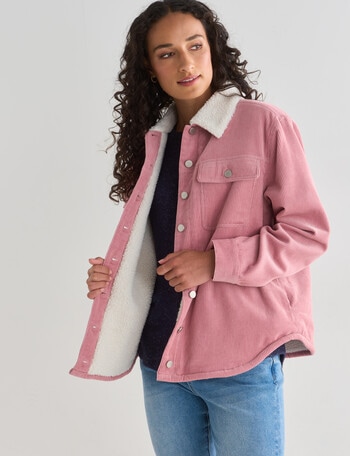 Zest Sherpa Cord Jacket, Dusky Pink product photo