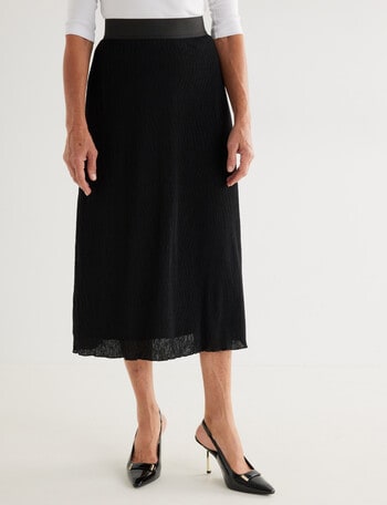 Ella J Elastic Waist Midi Skirt, Black product photo