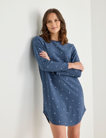 Zest Sleep Leaf Fleece Nightie, Navy Marle, 8-22 product photo