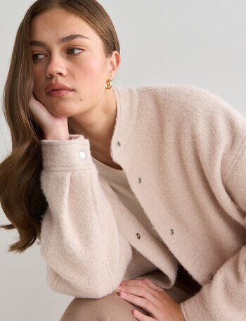 Mineral Paige Textured Bomber Jacket, Beige product photo
