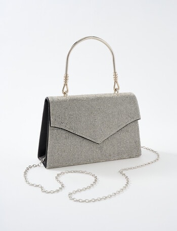 Harlow Sparkle Top Handle Evening Bag, Silver & Black product photo