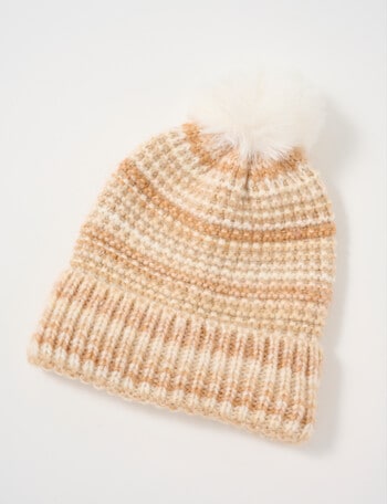 Boston + Bailey Multi Stripe Beanie, Ivory product photo