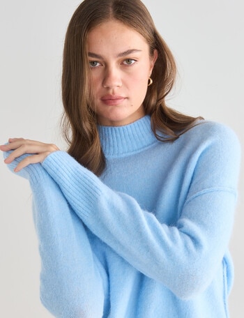 Mineral Lauren Stripe Detail Alpaca Blend Sweater, Blue product photo