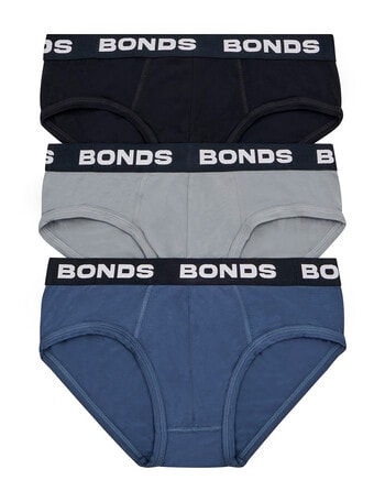 Bonds Total Package Brief, 3-Pack, Navy, Grey & Black product photo