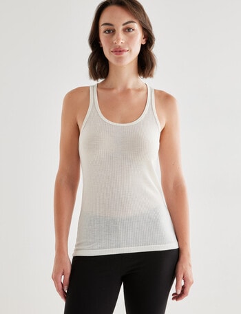 Lyric Thermals Merino Rib Singlet, Ivory, XS-2XL product photo