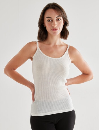 Lyric Thermals Rib Merino Cami, Ivory, XS-2XL product photo