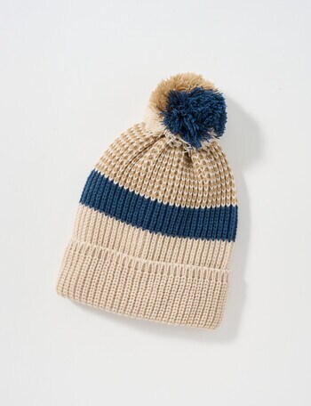 Mac & Ellie Stripe Beanie, Multi Blue, 3-8 product photo