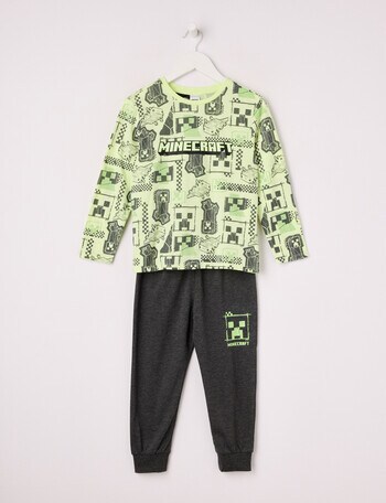 Licensed Minecraft Collage PJ Set, Lime & Charcoal, 3-7 product photo