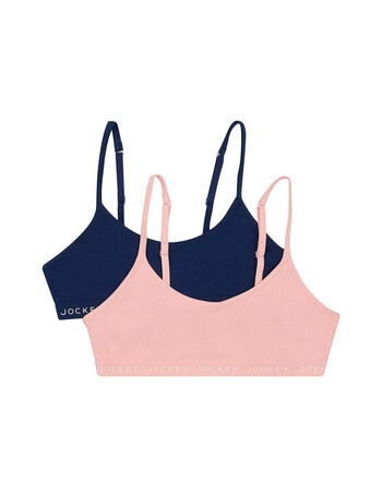 Jockey Preppy Crop Bra, 2-Pack, Melting Blush & Storm Voyage, 8-16 product photo