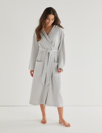 Mineral Sleep Waffle Hooded Robe, Silver product photo