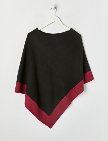 Boston + Bailey Edge Poncho, Black & Cranberry product photo