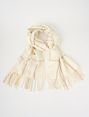 Boston + Bailey Check Scarf, Ivory & Mushroom product photo