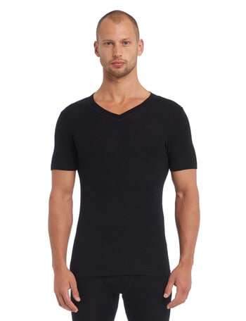 Superfit Merino Rib Short Sleeve V-Neck Top, Black product photo