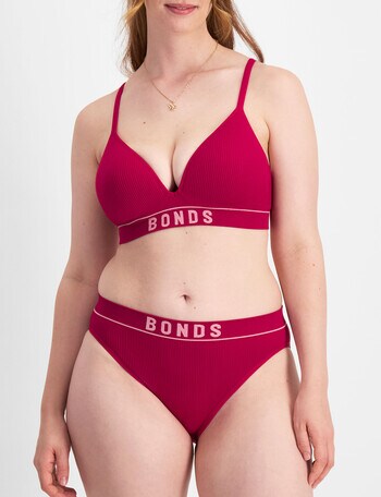 Bonds Retro Rib Hi Bikini Brief, Wine Berry, 8-20 product photo