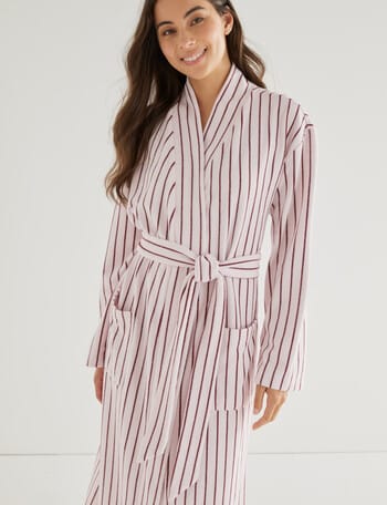Mineral Sleep Striped Terry Bathrobe, Berry product photo