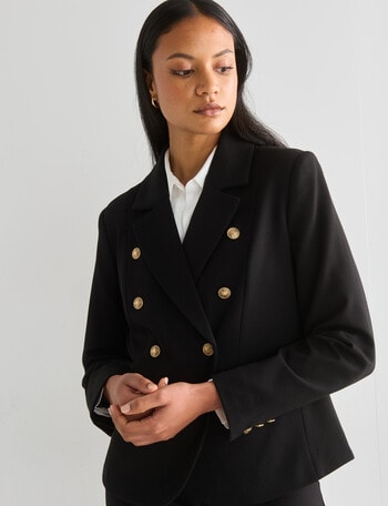 Whistle Long Sleeve Ponte Blazer, Black product photo