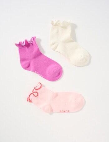 Bonds Fashion Low Cut Frill Anklet Sock, 3-Pack, Marscapone, Lazy Lemonade & Foolish?, 2-10+ product photo