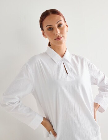 Jigsaw Ermine Collared Cotton Blouse, White product photo