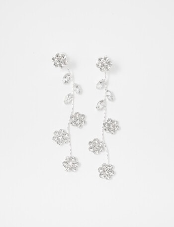 Harlow Flower Long Dangle Earring, Silver Tone product photo