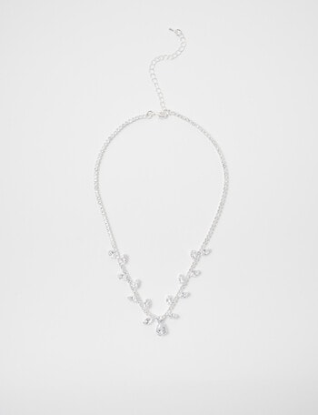 Harlow Crystal Petal Necklace, Silver Tone product photo